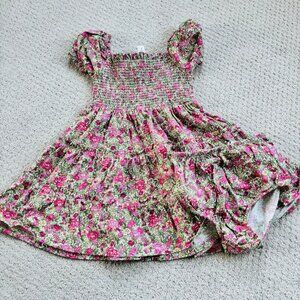 Ralph Lauren pink floral smocked jersey dress with bloomer